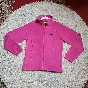 Columbia Fleece Jacket Pink Full Zip Up Size Small S Fall Winter Cozy Ski
